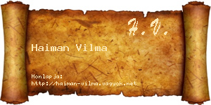 Haiman Vilma névjegykártya